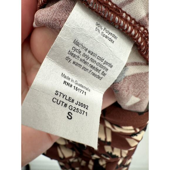 Gilli Womens Brown Ivory Abstract‎ Print Cropped Jumpsuit Size Small NWT - Picture 10 of 12